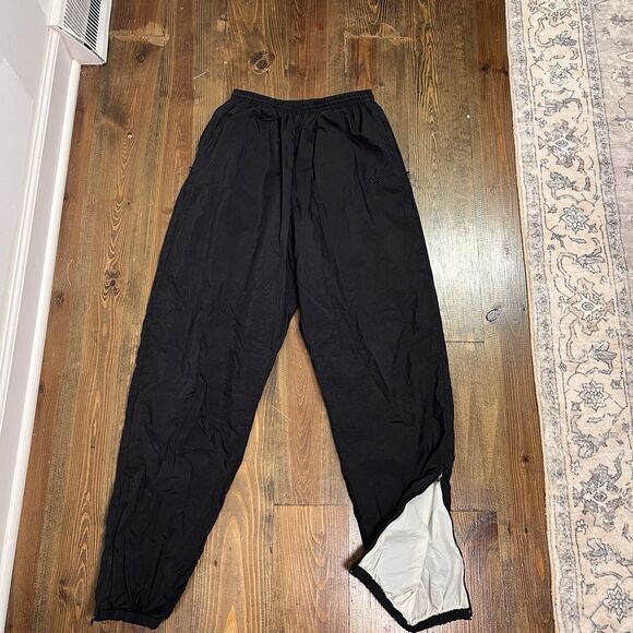 Vtg 90s Nike Men's Black Track Pants Swoosh Ankle Zip Size Med White Tag - Picture 3 of 6